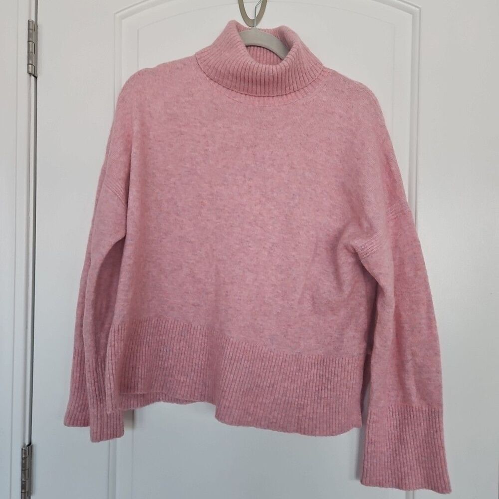 J.Crew Womens Sweater Turtleneck Merino Wool Alpaca Pink Mixed Pullover Medium